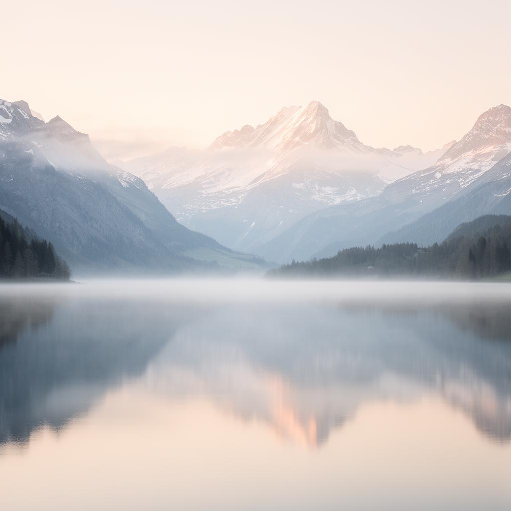 Swiss alpine landscape at dawn